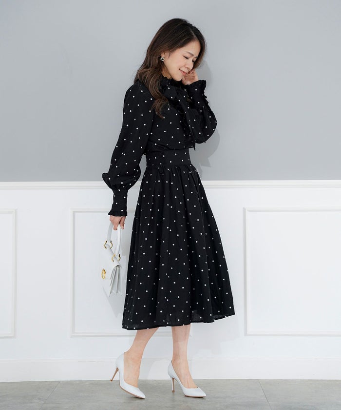 手洗い可 ボトムス レディース ドット 無地 上品 きれいめ オケージョン シンプル エレガント ジョイントスペース