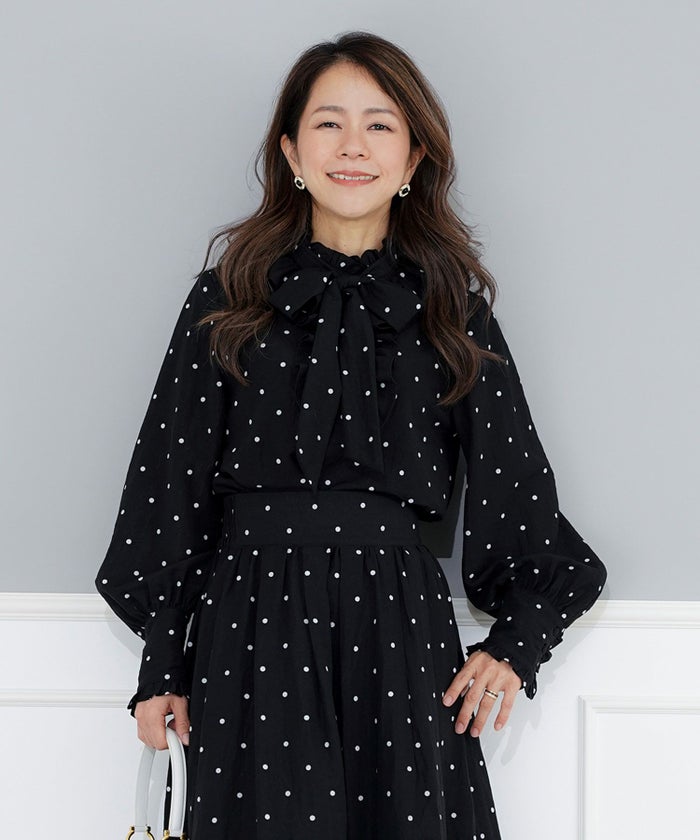 手洗い可 トップス レディース ドット 無地 上品 きれいめ オケージョン シンプル エレガント フリー ジョイントスペース