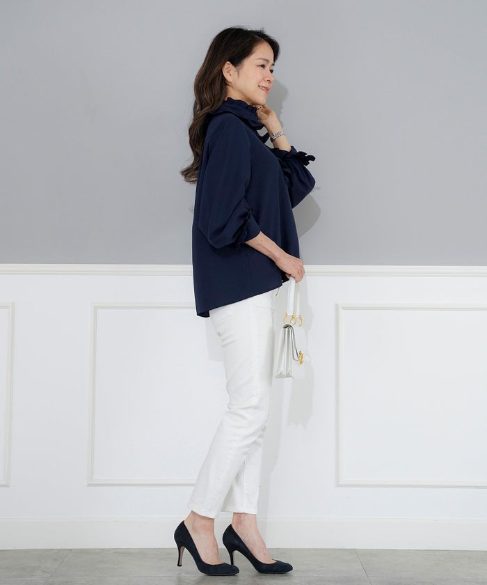 手洗い可 トップス レディース ドット 無地 上品 きれいめ オケージョン シンプル エレガント フリー ジョイントスペース