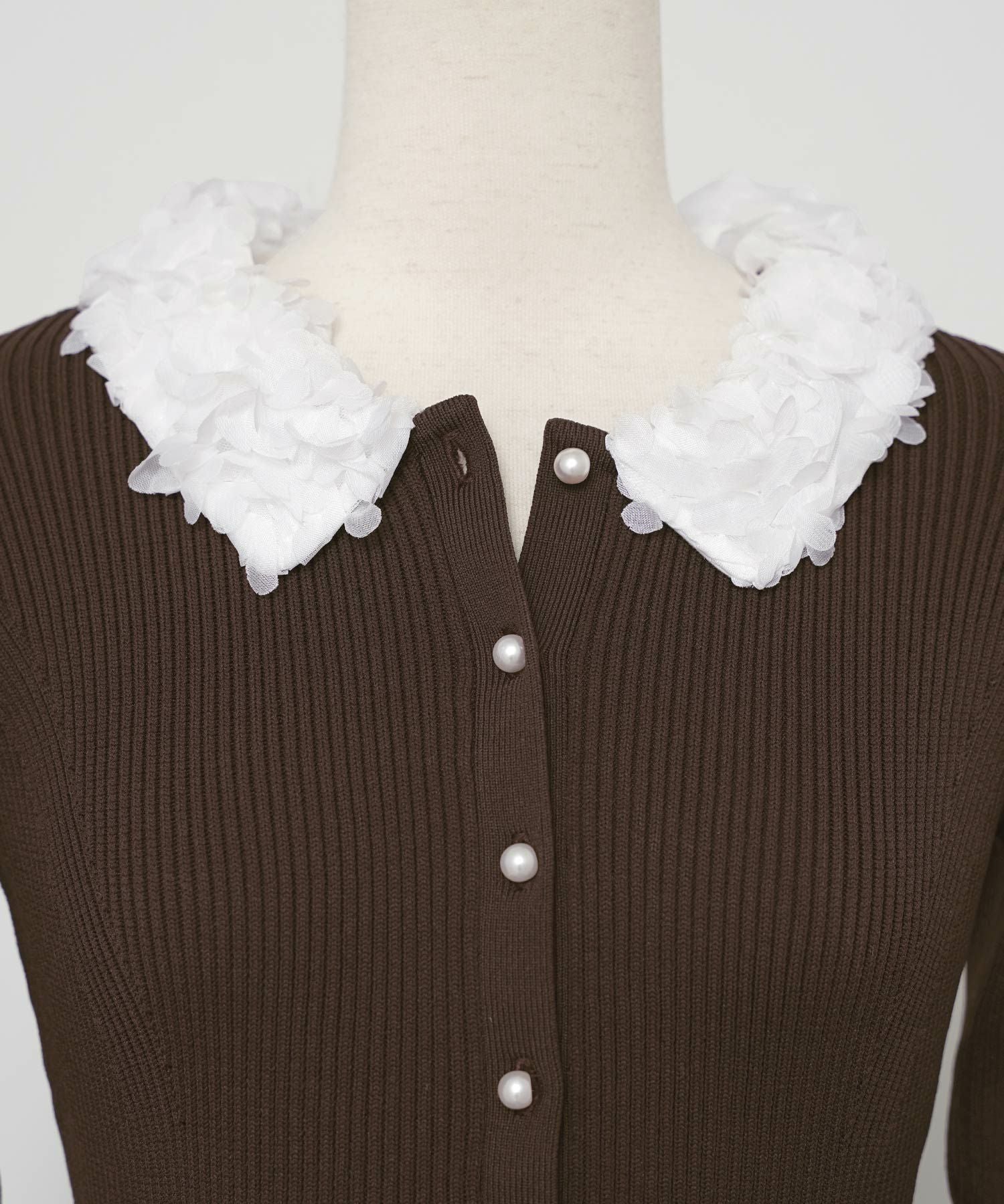 フラワー 襟付き ニット ワンピース le reve vaniller 全5色｜lvn341