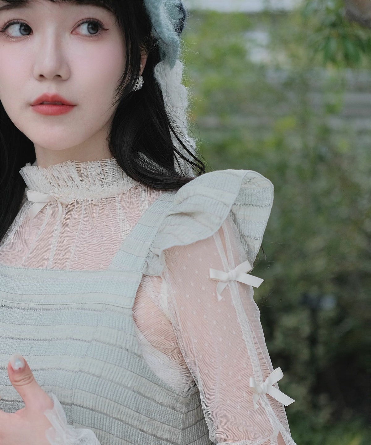 スカラップ フリル アシメ ワンピース miolite ネイビー カーキ