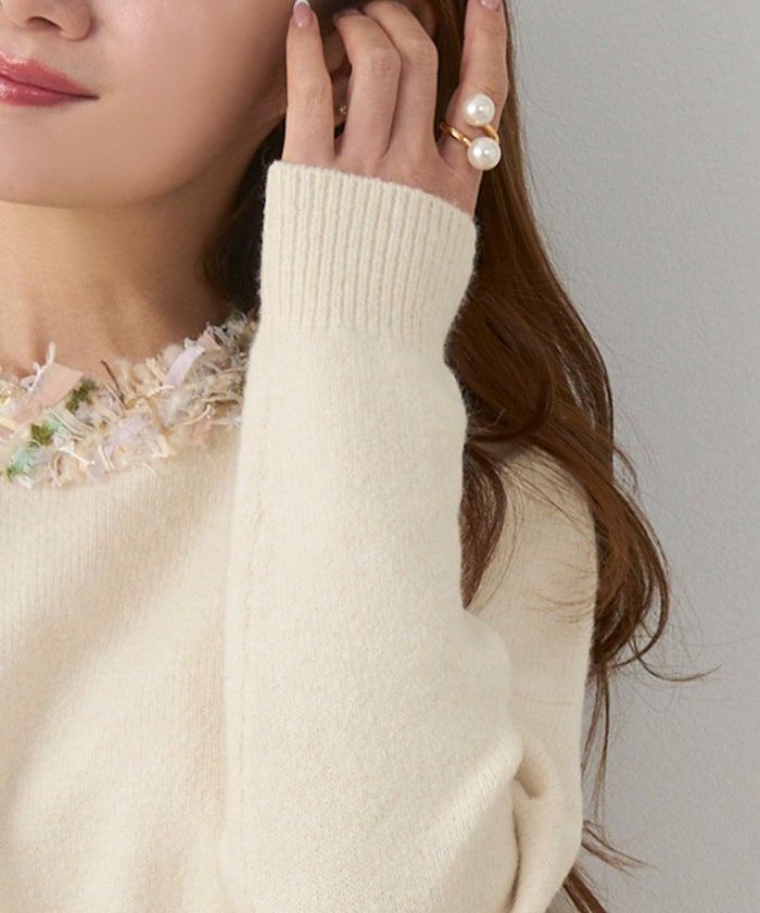 手洗い可 レディース 長袖 秋冬 長袖 大人可愛い 上品 きれいめ 大人カジュアル フェミニン ジョイントスペース