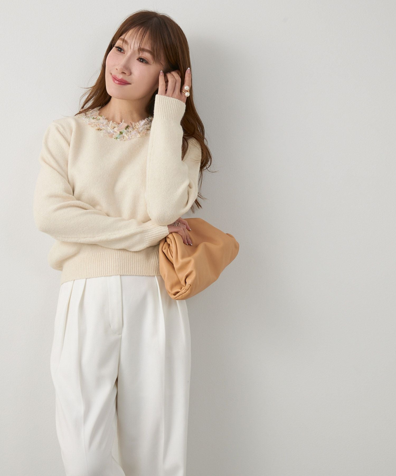 ツイード フリンジ ニット プルオーバー Liala×PG 全3色｜lpg441-2191