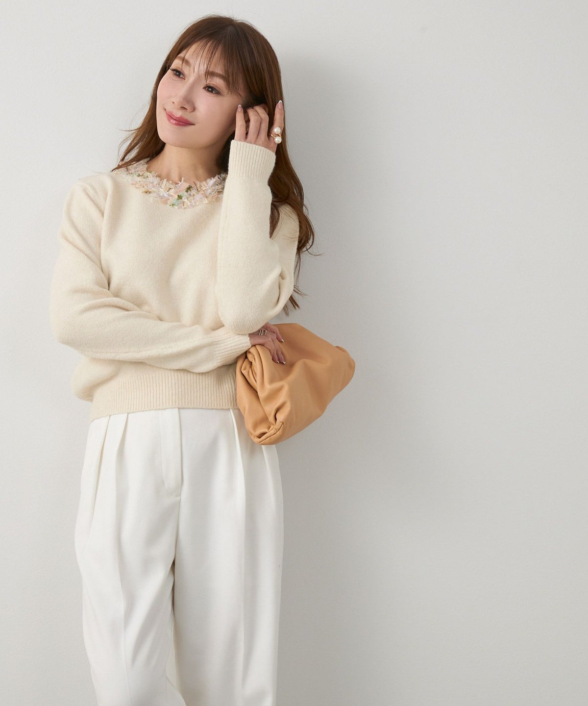 手洗い可 レディース 長袖 秋冬 長袖 大人可愛い 上品 きれいめ 大人カジュアル フェミニン ジョイントスペース