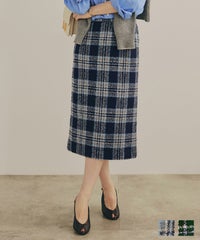 手洗い可 レディース 秋冬 大人可愛い 上品 きれいめ 大人カジュアル 柄 フェミニン ジョイントスペース タータンチェック タイト スカート Liala×PG