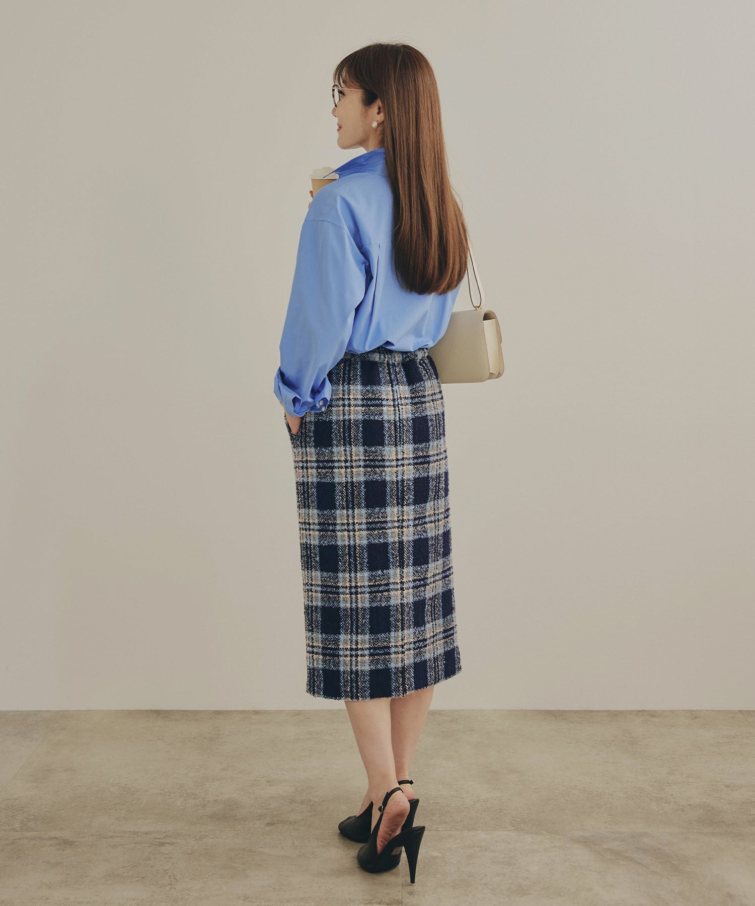 GAP チェック柄 タイトスカート 26 / 2R ネイビー GAP チェック柄