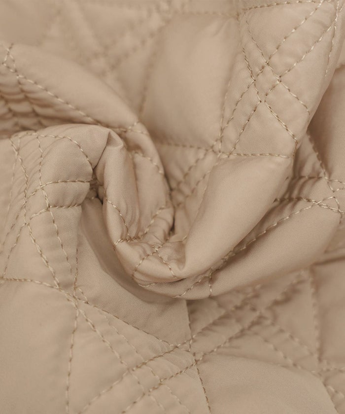 レデイース アウター キルティング ショート丈 ダイヤ柄 オシャレ 中綿 2WAY 上品 エレガント カワイイ ベージュ ピンク ネイビー ブラック ホワイト フリル リボン 低身長 ジャケット