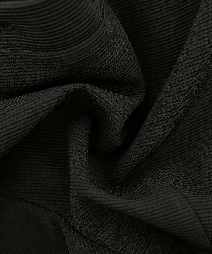 ワンピース フィット&フレア 長袖 カットソー タフタ 異素材 ドッキング 襟 ポロ フレア ゴムウエスト ポケット ブラウン モカ ピンク ブラック キャメル ネイビー 20代 30代 上品 エレガント フェミニン カジュアル  デイリー 配色