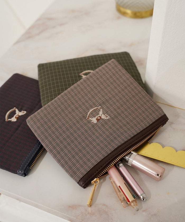 バッグ クラシカル カジュアル 学校行事 授業参観 トートバッグ ポーチ セット 木馬 エンブレム お揃い きれいめ オケージョン ネイビー グリーン ベージュ ブラウン