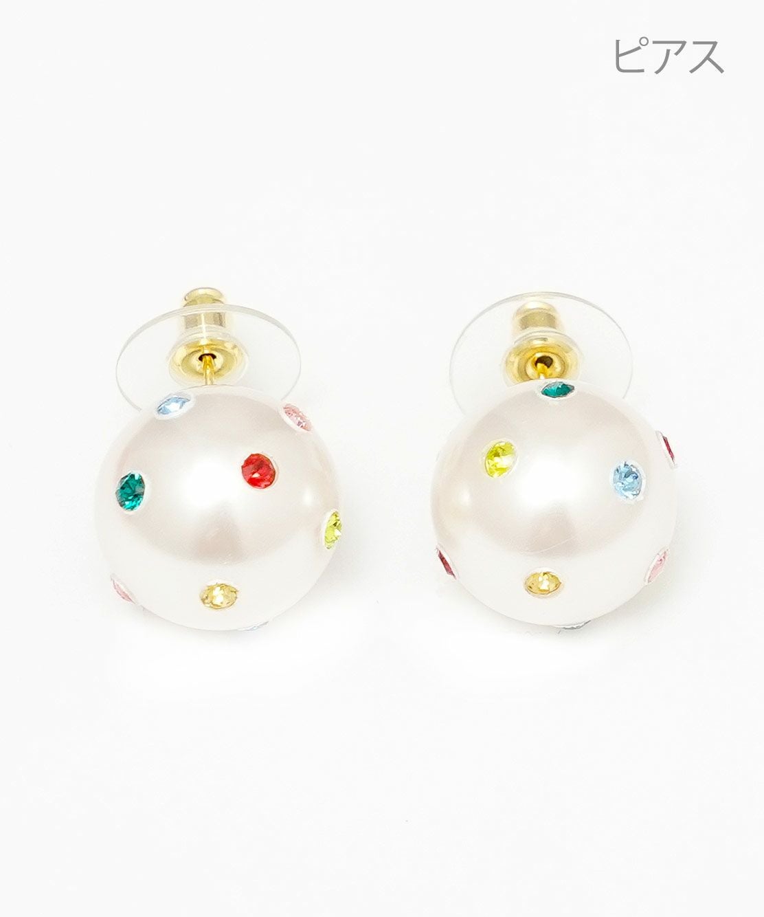 カラフル ストーン ワンポイント ピアス イヤリング Colorful Stone