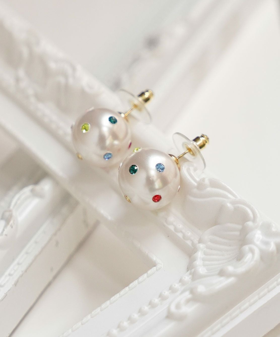 カラフル ストーン ワンポイント ピアス イヤリング Colorful Stone