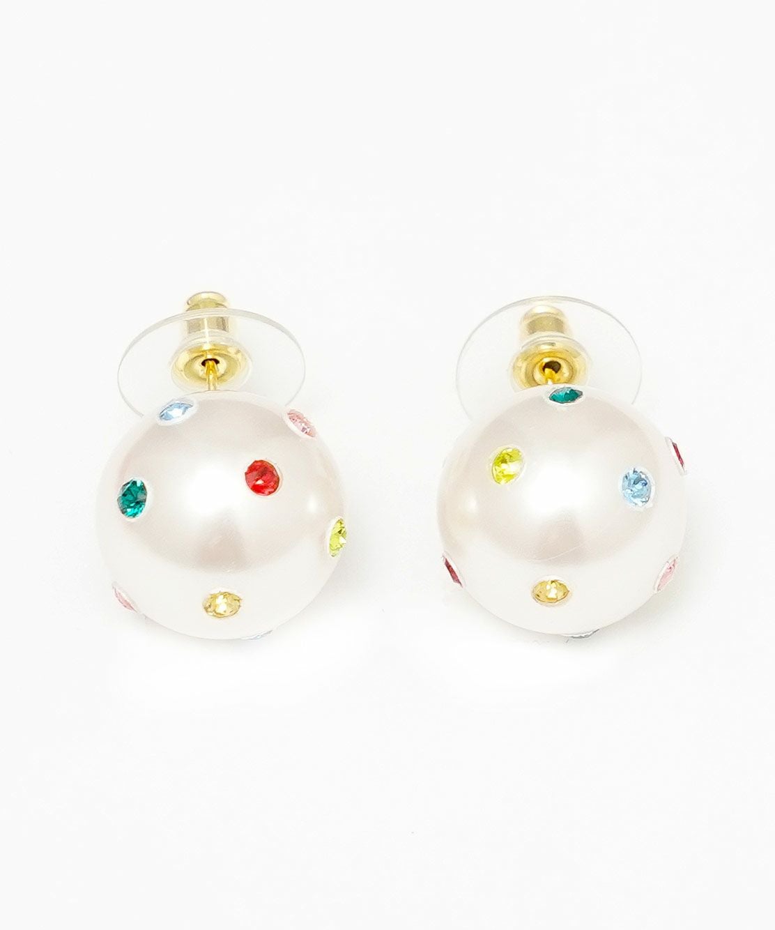 一点物シリーズ!!プルメリアとシェルピアス イヤリング カラフル ストーン ワンポイント ピアス イヤリング Colorful Stone