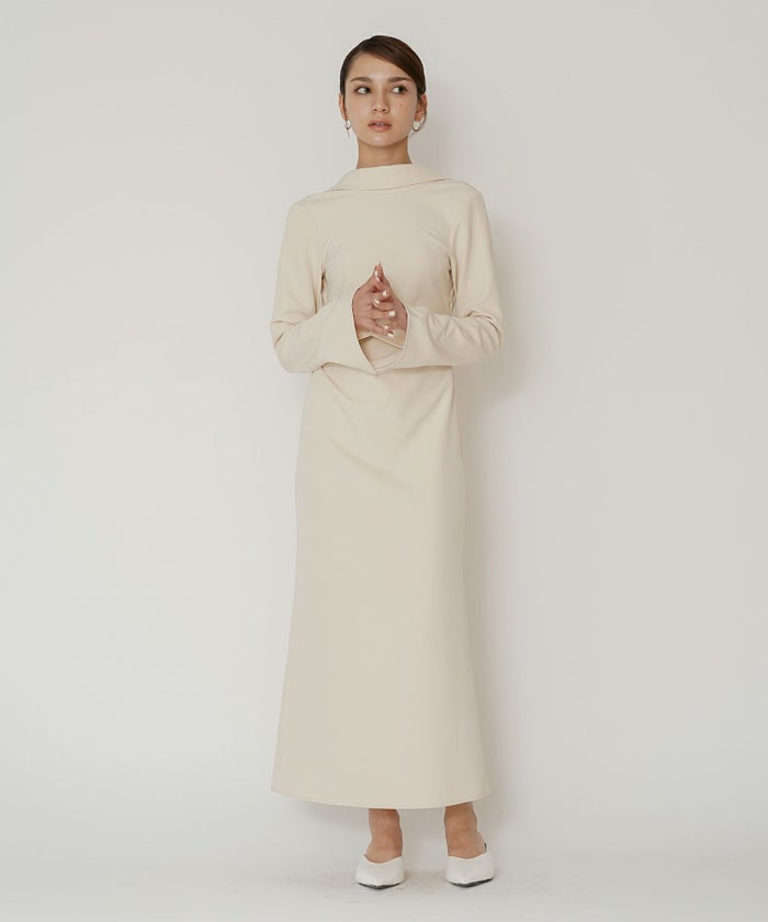 結婚式 フォーマル ディナー バックオープン パーティードレス 二次会 前撮り モード Iライン タイト 韓国風 綺麗め 細見え カジュアル KINO THE KEI