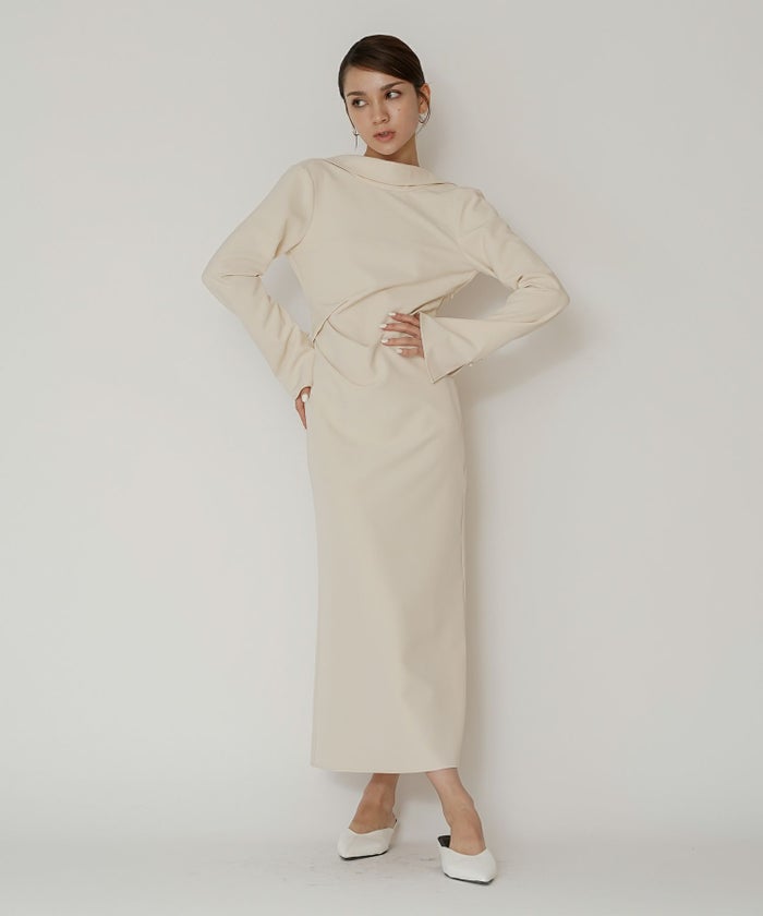 結婚式 フォーマル ディナー バックオープン パーティードレス 二次会 前撮り モード Iライン タイト 韓国風 綺麗め 細見え カジュアル KINO THE KEI