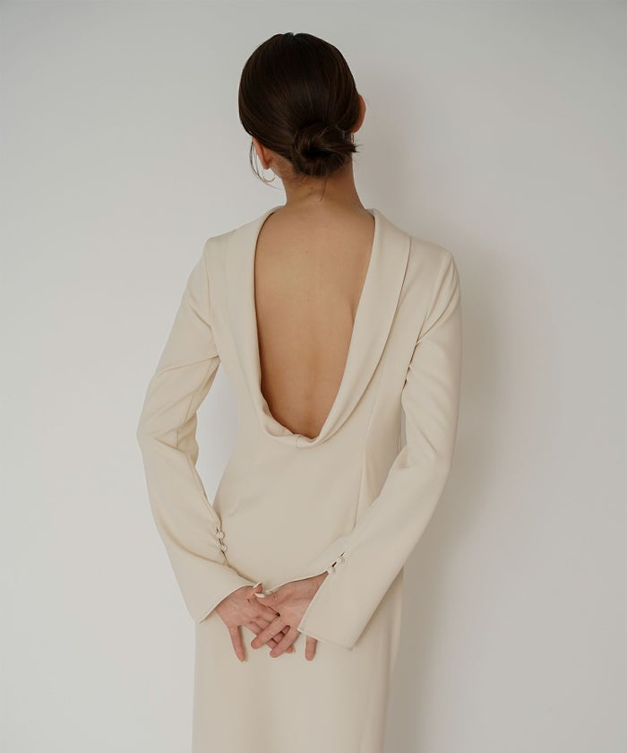 結婚式 フォーマル ディナー バックオープン パーティードレス 二次会 前撮り モード Iライン タイト 韓国風 綺麗め 細見え カジュアル KINO THE KEI