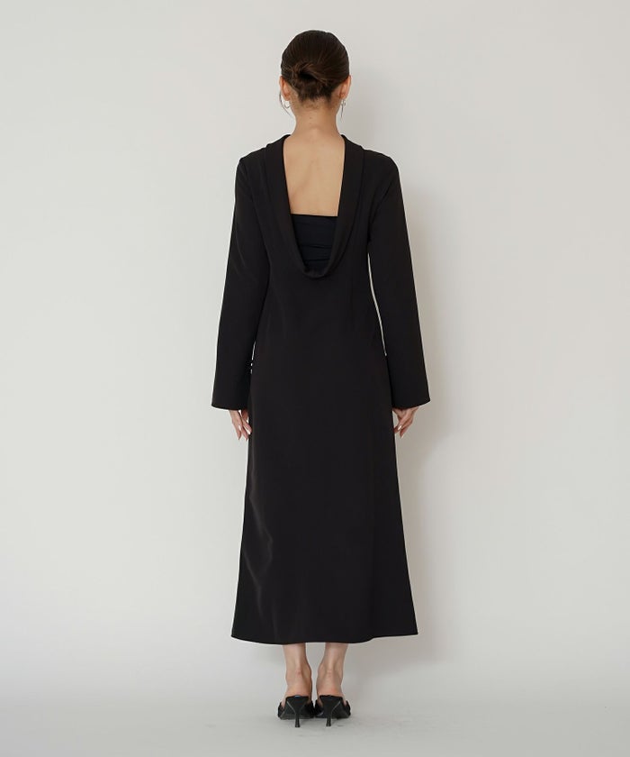 結婚式 フォーマル ディナー バックオープン パーティードレス 二次会 前撮り モード Iライン タイト 韓国風 綺麗め 細見え カジュアル KINO THE KEI