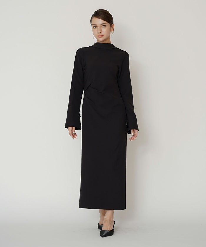 結婚式 フォーマル ディナー バックオープン パーティードレス 二次会 前撮り モード Iライン タイト 韓国風 綺麗め 細見え カジュアル KINO THE KEI