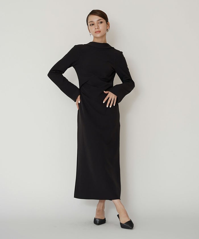 結婚式 フォーマル ディナー バックオープン パーティードレス 二次会 前撮り モード Iライン タイト 韓国風 綺麗め 細見え カジュアル KINO THE KEI