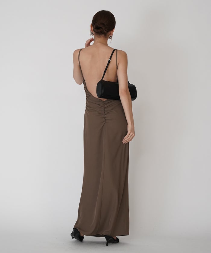 フィットネス バックオープンワンピ 海外 ロング丈 リゾートワンピ パーティ ディナー タイトワンピース 韓国風 綺麗め 細見え カジュアル KINO THE KEI