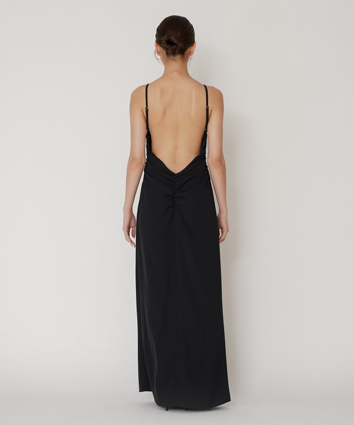 フィットネス バックオープンワンピ 海外 ロング丈 リゾートワンピ パーティ ディナー タイトワンピース 韓国風 綺麗め 細見え カジュアル KINO THE KEI