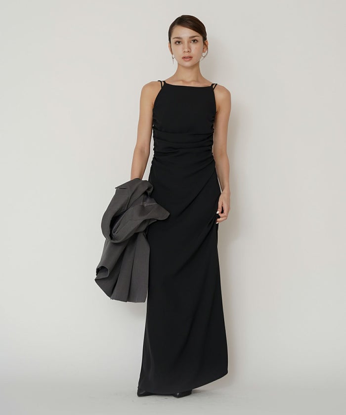 フィットネス バックオープンワンピ 海外 ロング丈 リゾートワンピ パーティ ディナー タイトワンピース 韓国風 綺麗め 細見え カジュアル KINO THE KEI