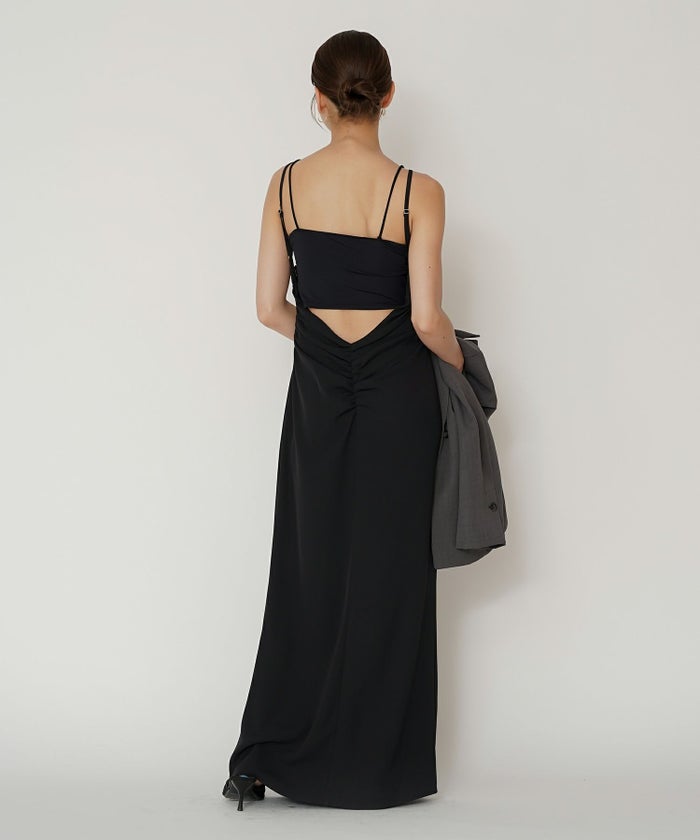 フィットネス バックオープンワンピ 海外 ロング丈 リゾートワンピ パーティ ディナー タイトワンピース 韓国風 綺麗め 細見え カジュアル KINO THE KEI