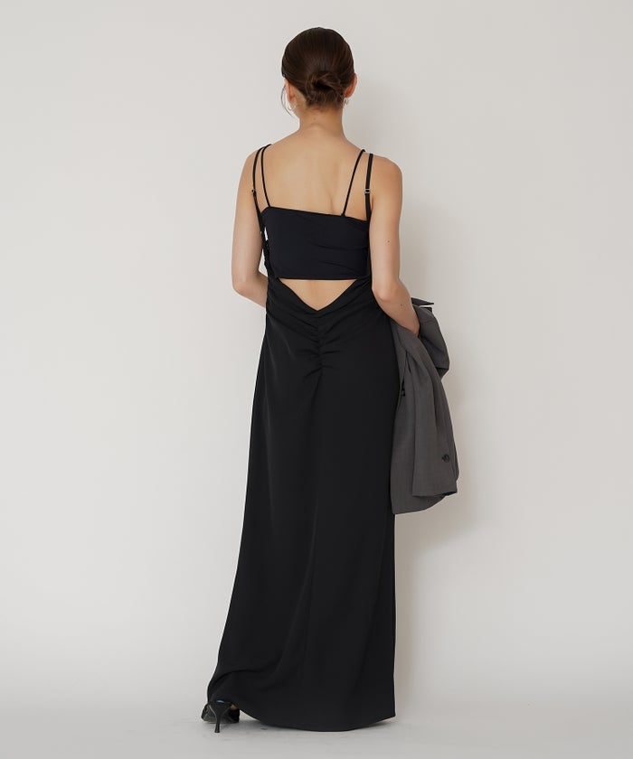 フィットネス バックオープンワンピ 海外 ロング丈 リゾートワンピ パーティ ディナー タイトワンピース 韓国風 綺麗め 細見え カジュアル KINO THE KEI