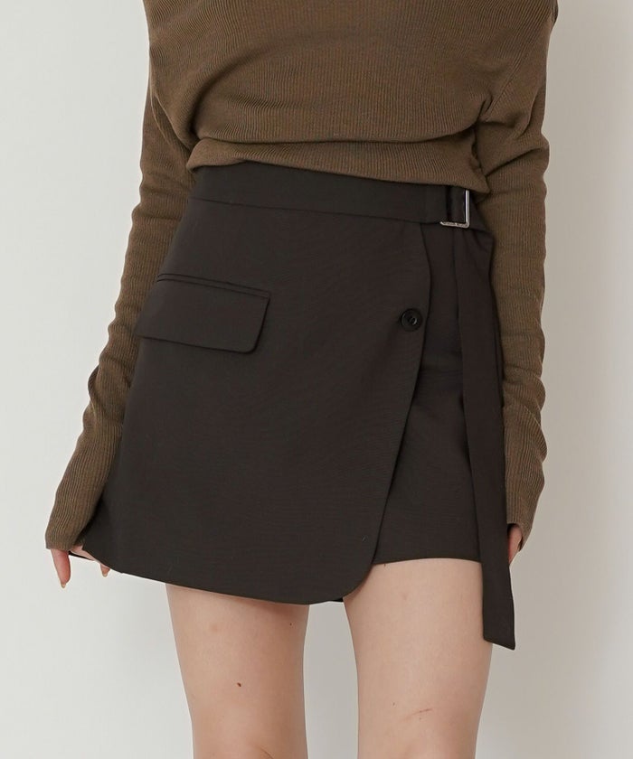 ミニスカート ショート丈 ミニボトム ウエストゴム 台形 タイトスカート 制服 韓国風 綺麗め 細見え カジュアル KINO THE KEI