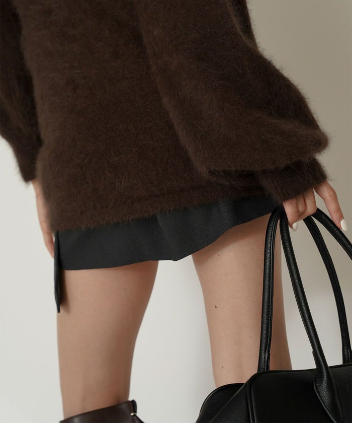 ミニスカート ショート丈 ミニボトム ウエストゴム 台形 タイトスカート 制服 韓国風 綺麗め 細見え カジュアル KINO THE KEI