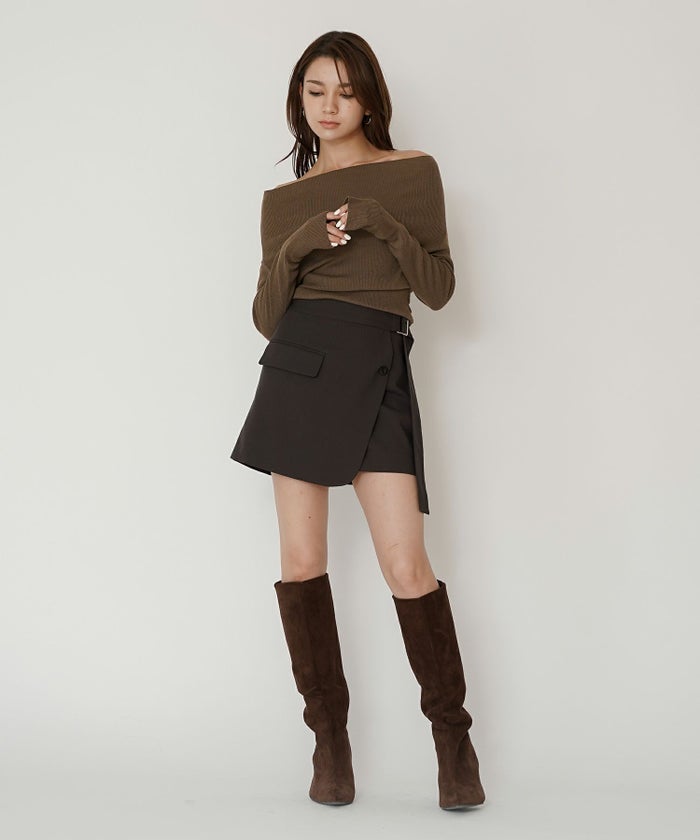 ミニスカート ショート丈 ミニボトム ウエストゴム 台形 タイトスカート 制服 韓国風 綺麗め 細見え カジュアル KINO THE KEI