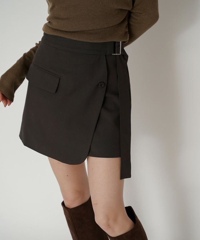 ミニスカート ショート丈 ミニボトム ウエストゴム 台形 タイトスカート 制服 韓国風 綺麗め 細見え カジュアル KINO THE KEI