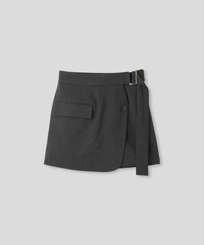 ミニスカート ショート丈 ミニボトム ウエストゴム 台形 タイトスカート 制服 韓国風 綺麗め 細見え カジュアル KINO THE KEI