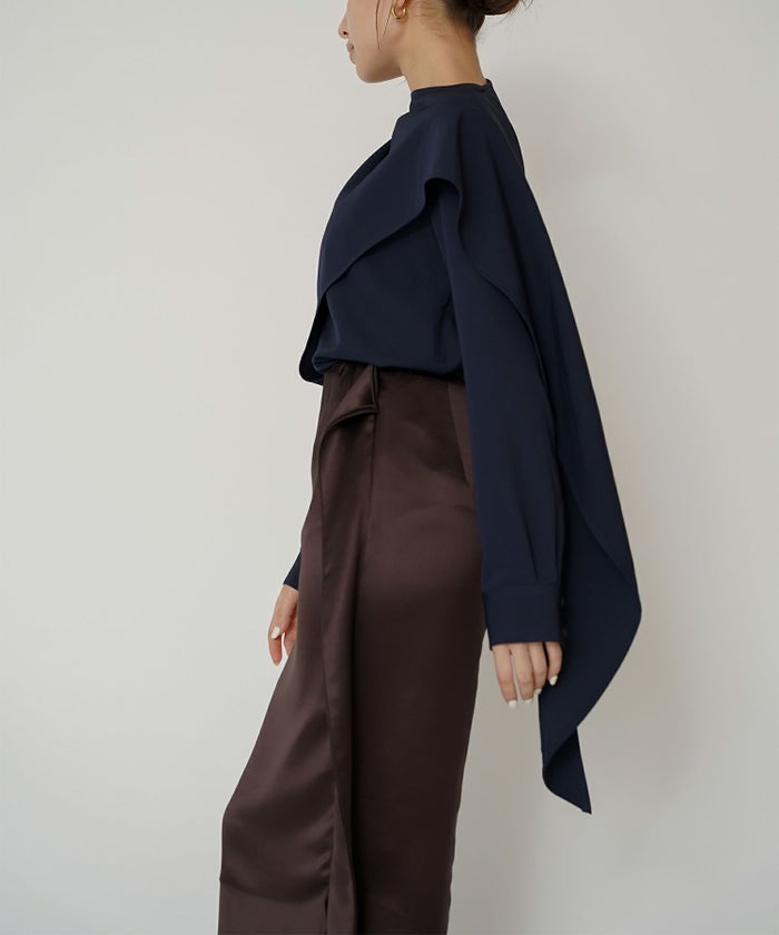 オフィス フォーマル デート サテンスカート Iラインスカート ロングスカート タイトスカート 韓国風 綺麗め 細見え カジュアル KINO THE KEI