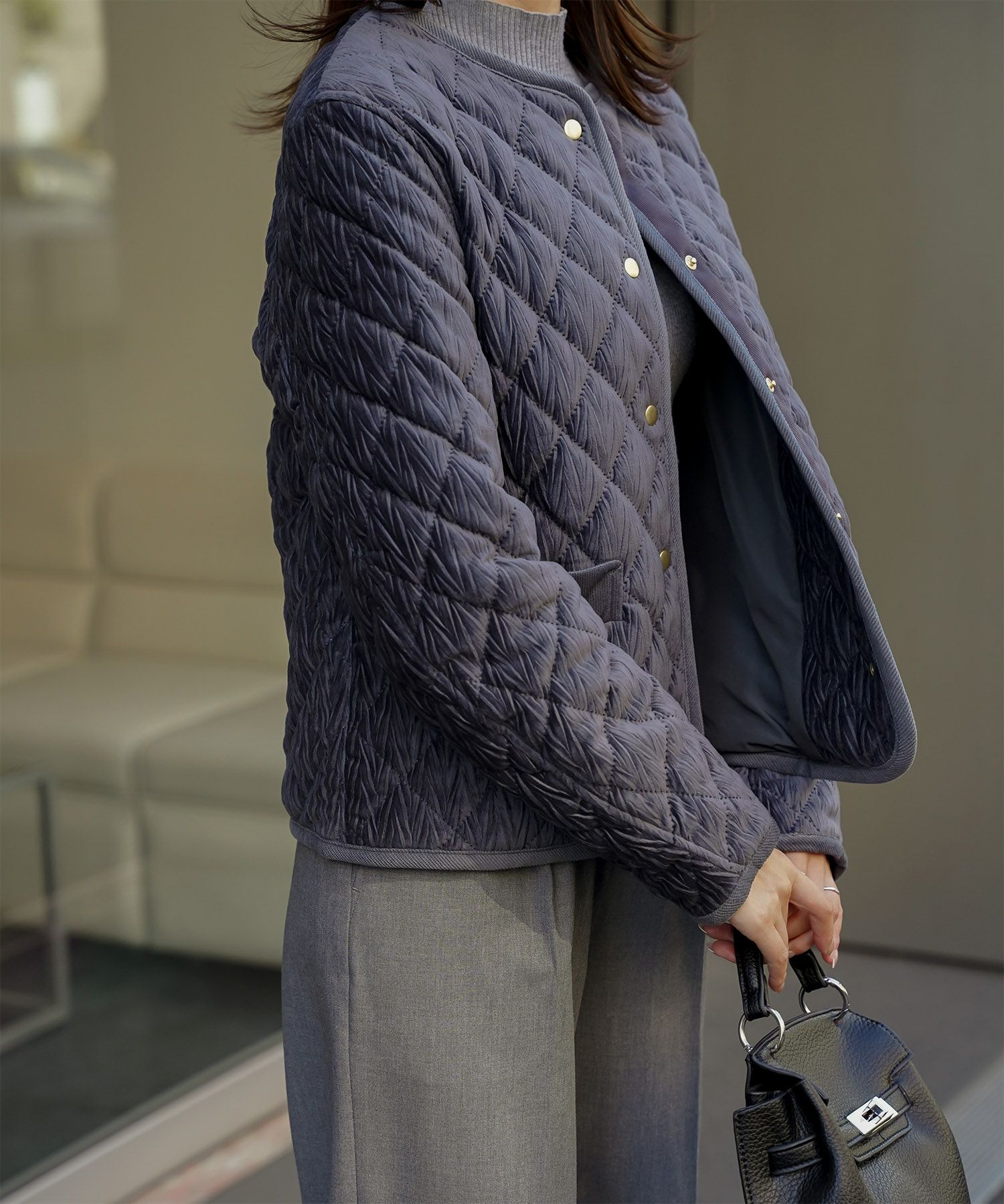 CLEARANCE-SALE キルティング ベロア ジャケット HUIT 全3色｜hit281