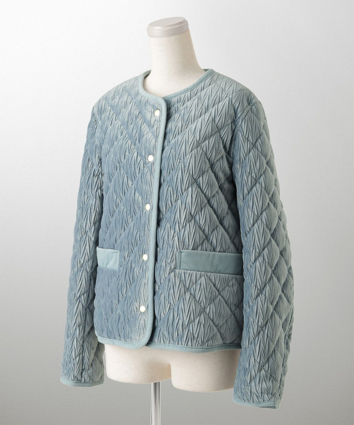 キルティング ベロア ジャケット ブルゾン アウター 大人カジュアル トレンド 秋 冬 アイボリー/サックス/ネイビー M