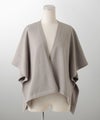 ショール風 ニット カーディガン 五分袖 ショール 羽織り きれいめ 洗える アイボリー/グレー/M