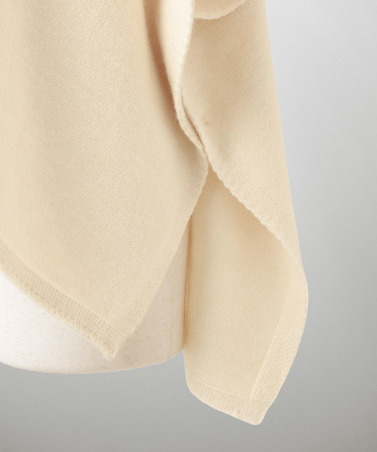 ショール風 ニット カーディガン 五分袖 ショール 羽織り きれいめ 洗える アイボリー/グレー/M