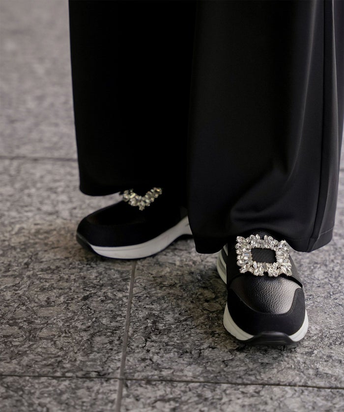 ビジュー バックル シューズ スニーカー シューズ スリッポン ビジュー バックル 歩きやすい クッション ホワイト ブラック S M L LL