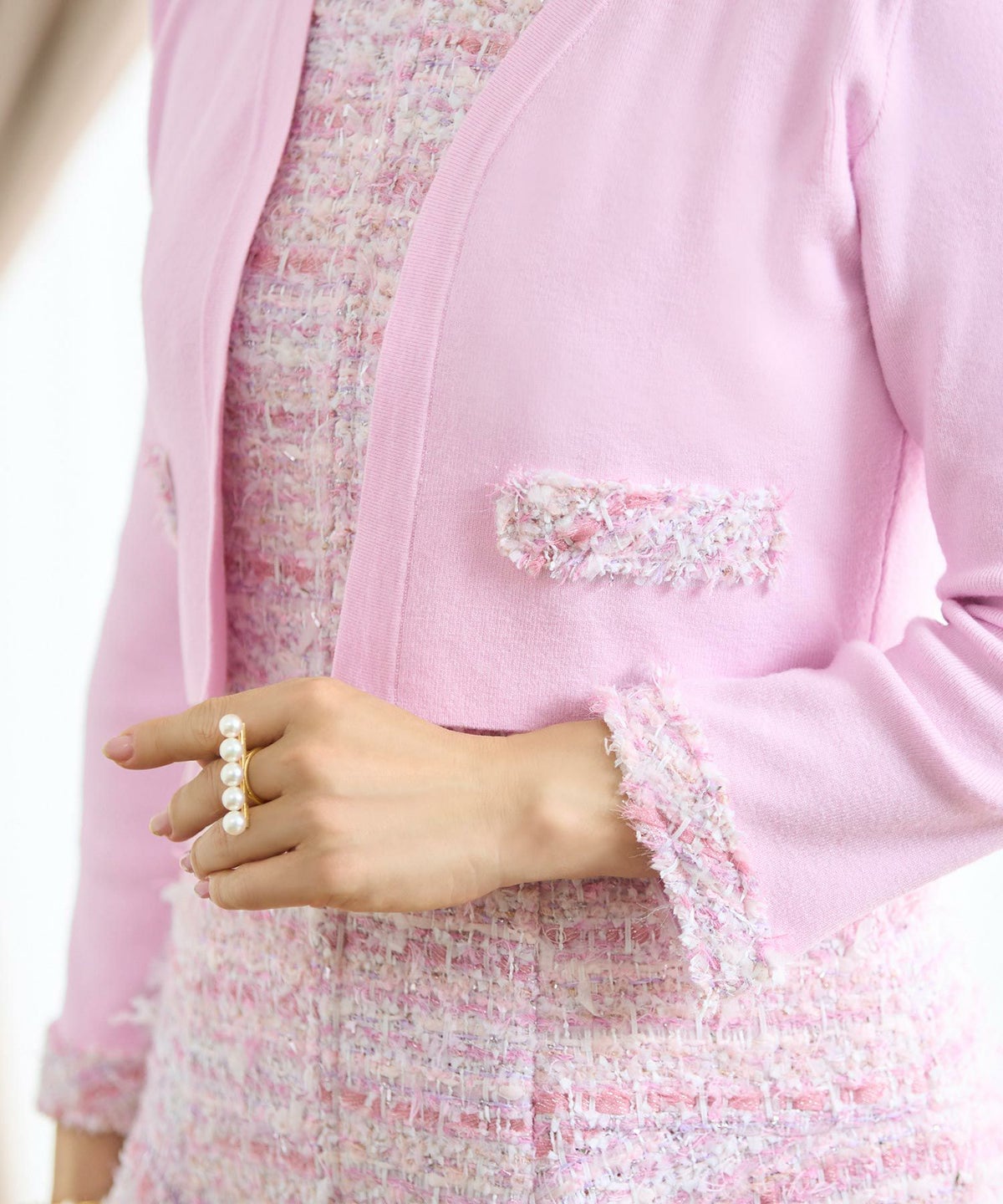 ニット ボレロ レディース ファッション きれいめ コーデ かわいい 大人 秋冬 春 白黒 ピンク ハイゲージ オフィス ショート丈 長袖