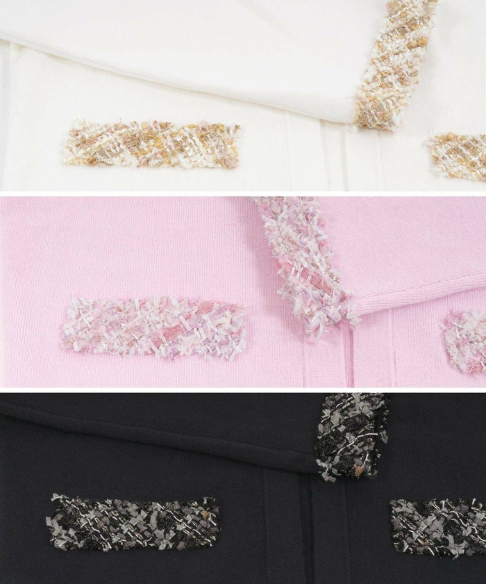 ニット ボレロ レディース ファッション きれいめ コーデ かわいい 大人 秋冬 春 白黒 ピンク ハイゲージ オフィス ショート丈 長袖