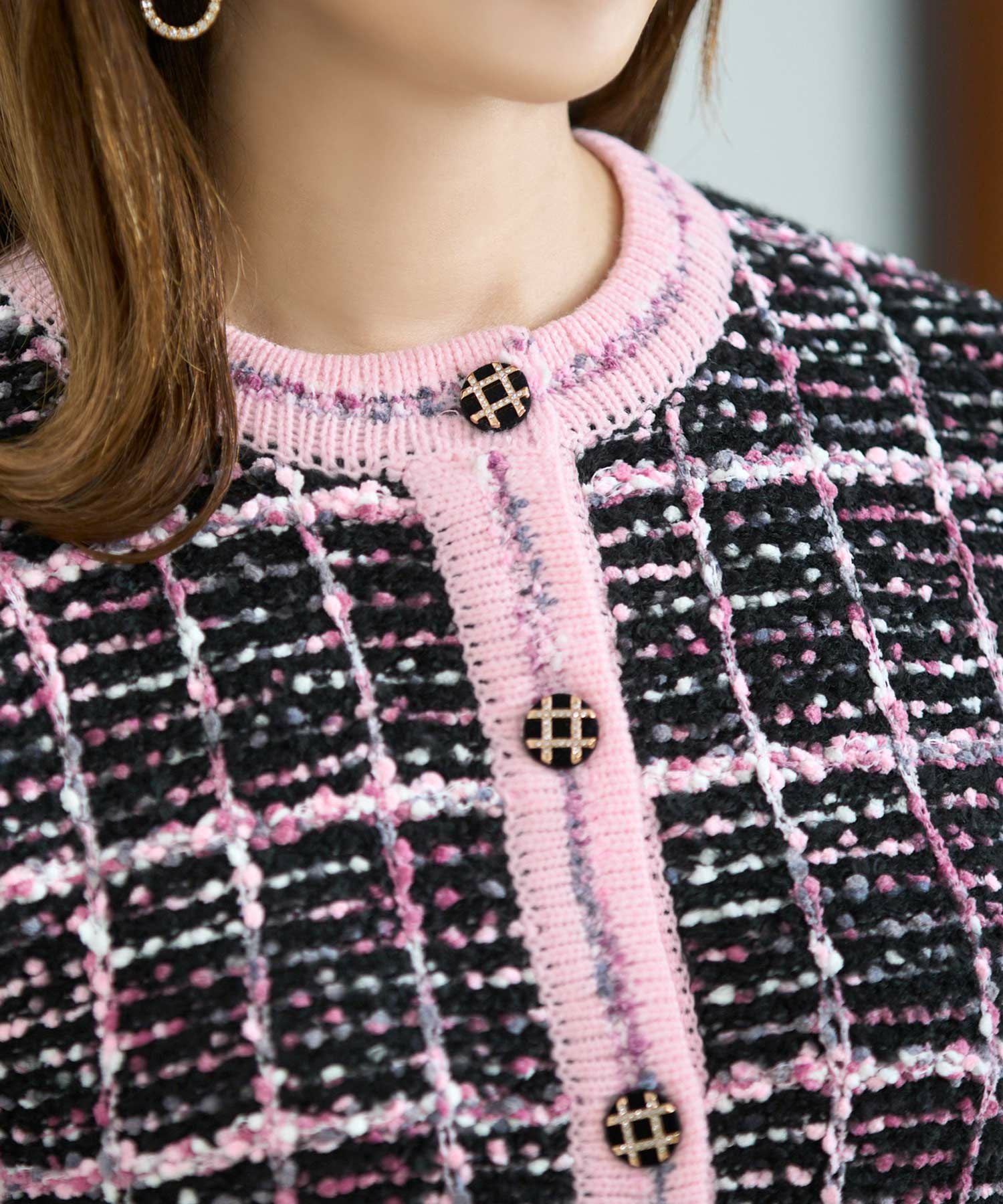 MIX ツイード風 ニット ジャケット カーディガン Prima Scherrer 全3色