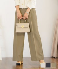 手洗い可 ボトムス パンツ ワイドパンツ センタープレス 上品 エレガント ジョイントスペース ウエスト ドロスト ゆったり ワイド パンツ le reve vaniller