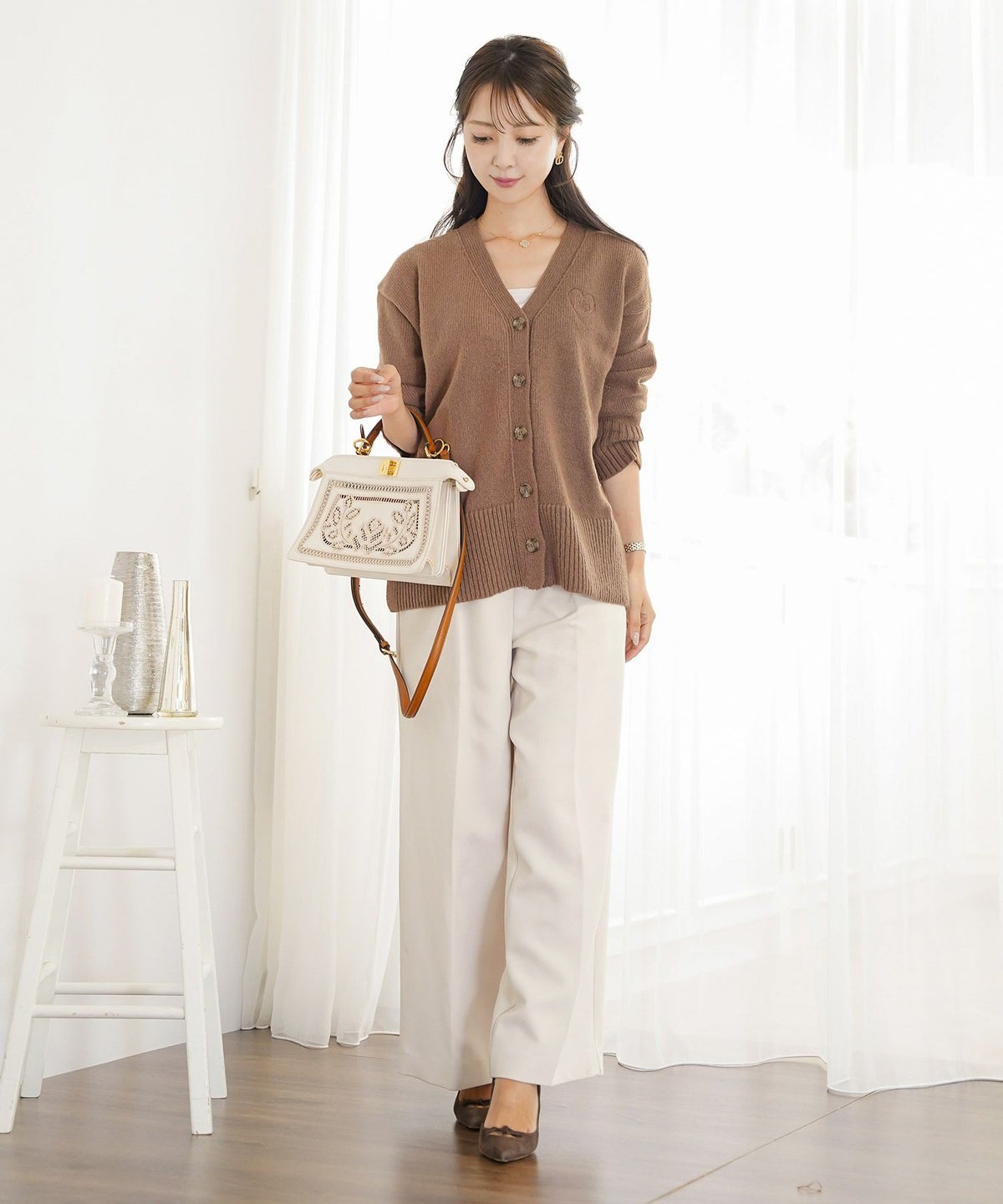 手洗い可 ボトムス パンツ ワイドパンツ センタープレス 上品 エレガント ジョイントスペース