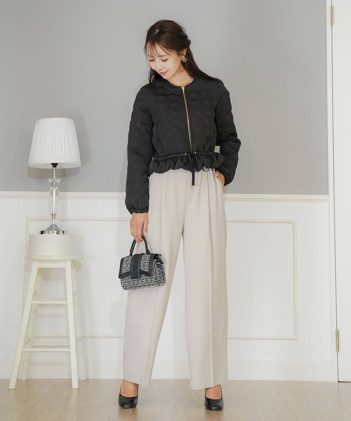 手洗い可 ボトムス パンツ ワイドパンツ センタープレス 上品 エレガント ジョイントスペース