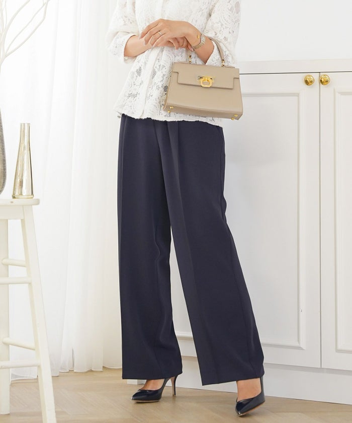 手洗い可 ボトムス パンツ ワイドパンツ センタープレス 上品 エレガント ジョイントスペース