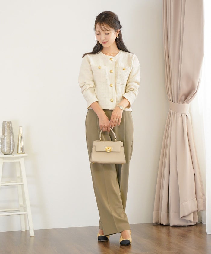 手洗い可 ボトムス パンツ ワイドパンツ センタープレス 上品 エレガント ジョイントスペース