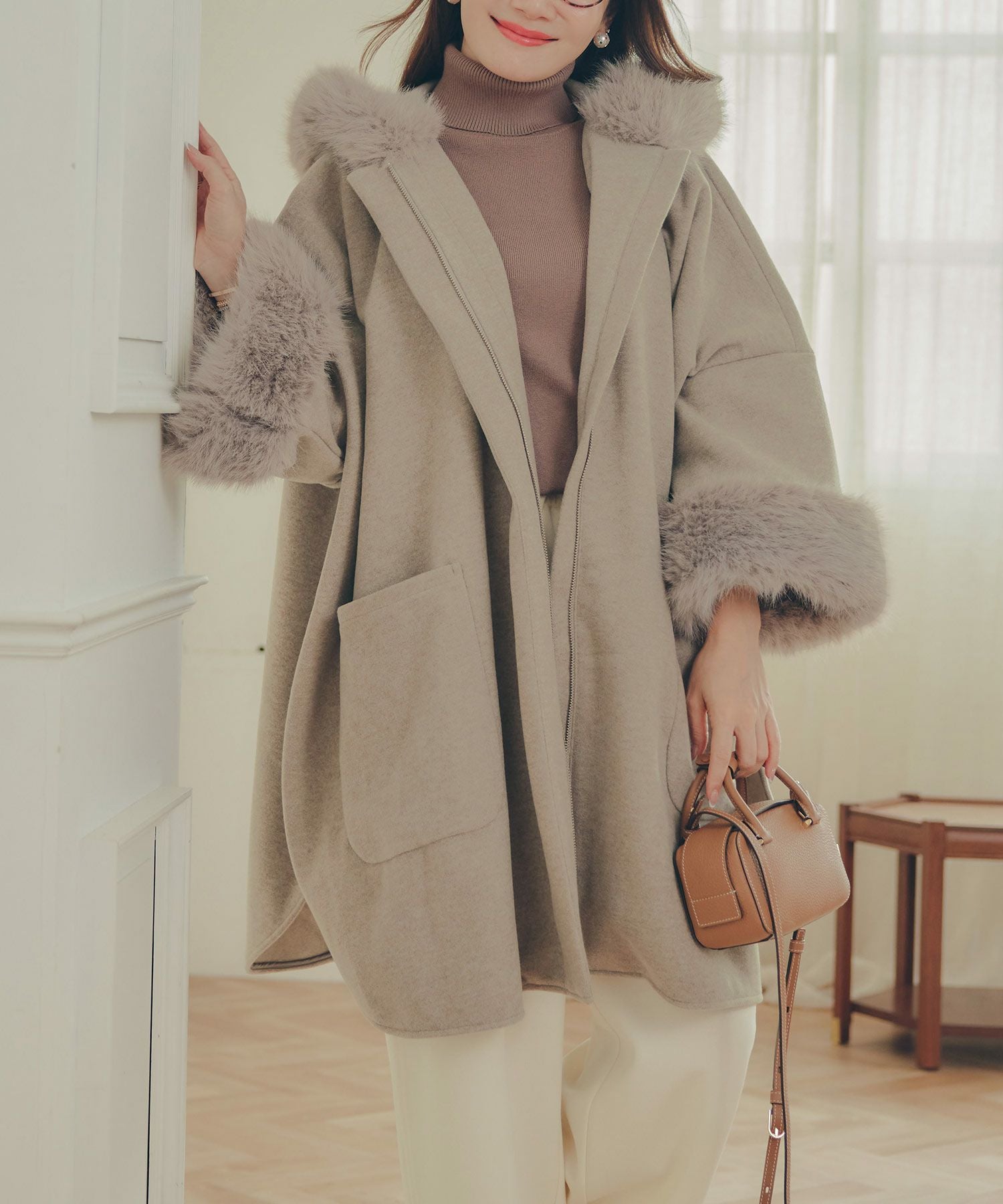 フェイクファー ケープ ポンチョ Liala×PG 全3色｜lpg141-2169【1