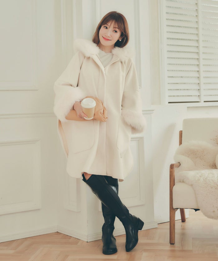 レディース 秋冬 大人可愛い 上品 きれいめ 大人カジュアル フェミニン フード ジョイントスペース