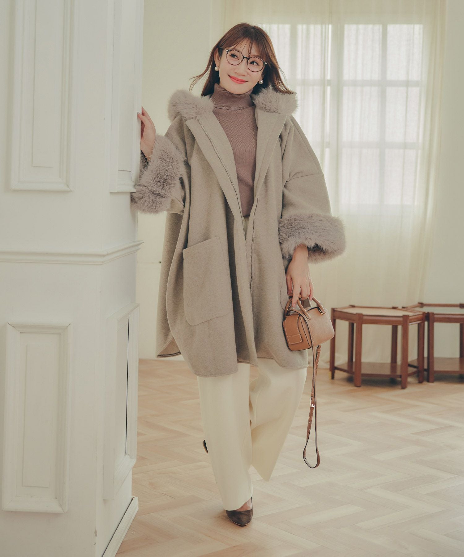 フェイクファー ケープ ポンチョ Liala×PG 全3色｜lpg141-2169【1