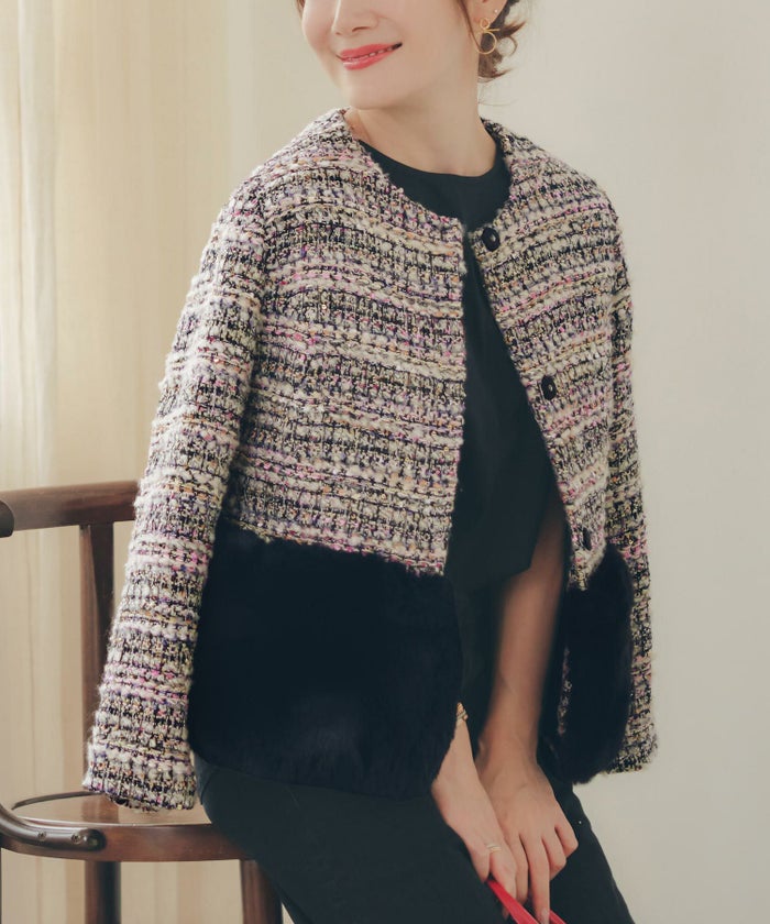 ジャケット レディース かわいい 上品 大人 きれいめ オフィス お呼ばれ ショート ドッキング ジョイントスペース